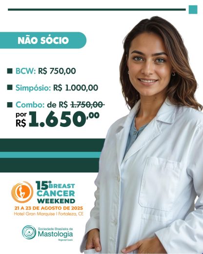 Inscrição – Não Sócio - 15º BREAST CANCER WEEKEND + Curso Pré-Congresso | 1º Simpósio de Oncoplastia Mamária